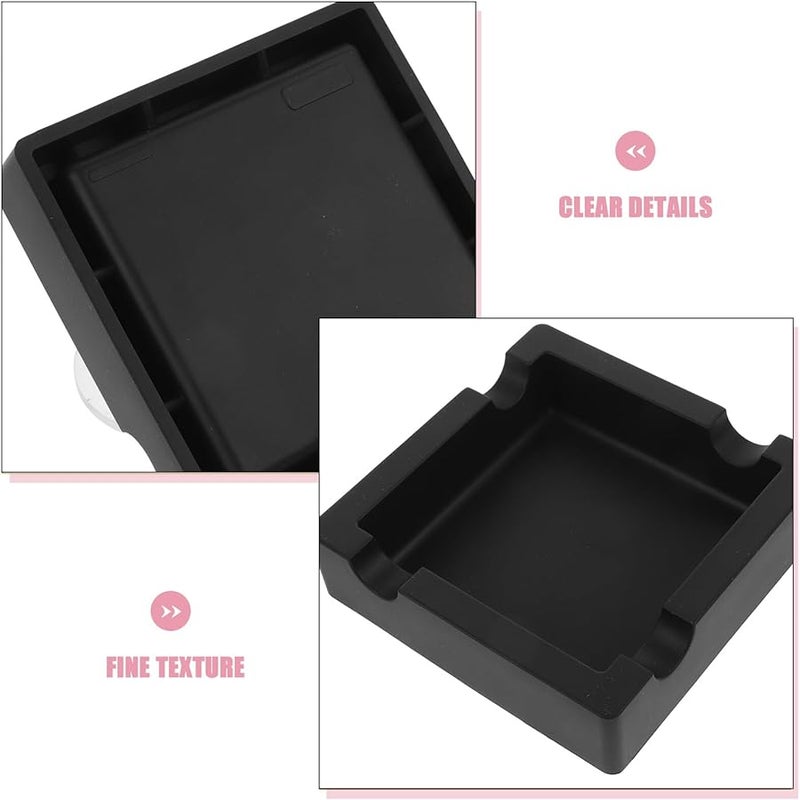 Large Silicone Ashtray Heat Resistant Non Breakable Easy Clean Black Square - Image 5